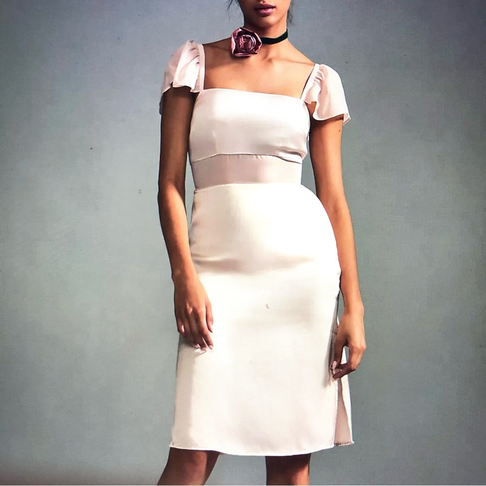 Anthropologie Satin and Sheer Sheath Dress New Size 14